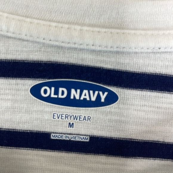 Old Navy EveryWear Striped Slub Knit Long Sleeve Tee Navy Blue White Nautical M - Picture 6 of 9